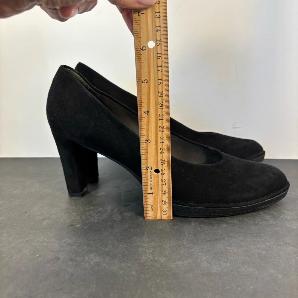 Stuart Weitzman Black Suede Block Heel Pumps EU 42 US 11 Made in Spain
